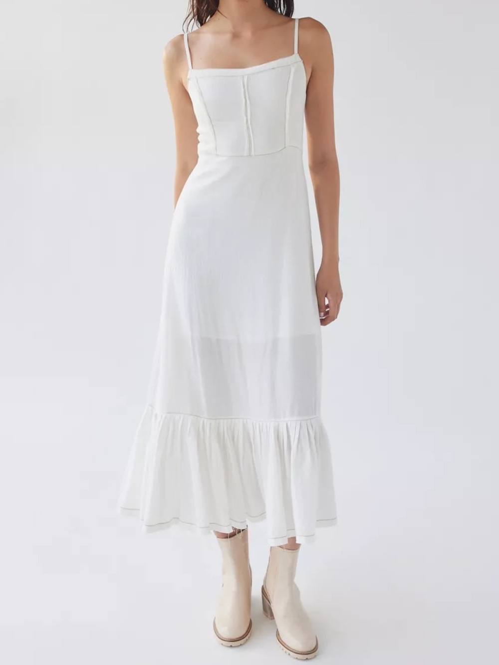 UO Bradley Sleeveless Linen Midi Dress